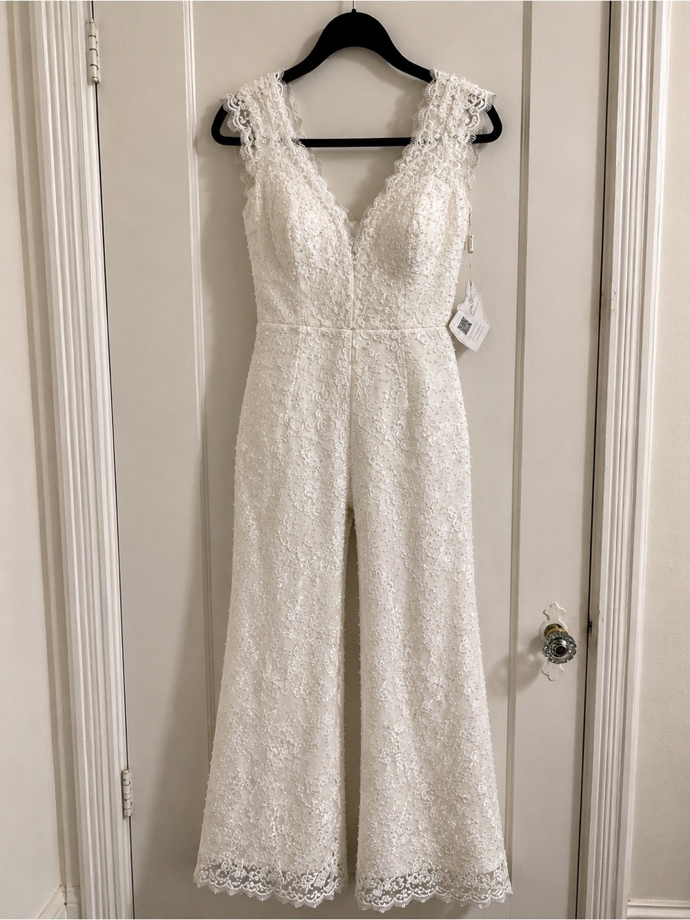 Ivory Lace V-Neck Bridal Jumpsuit